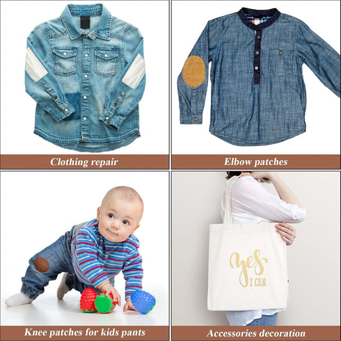 15 Sheets Iron-On Mending Fabric 4.92 x 11 Inch Clothes Patches Repair Kit for Fixing Couch Pants Pockets Holes Knees Elbow (Khaki, Brown, White, ...