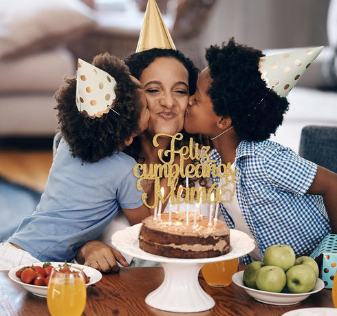 Ferastar Feliz Cumpleaños Mama Cake Topper,Best Mom Ever,Happy Mothers Day,Mom Birthday Party Decorations Gold Glitter....