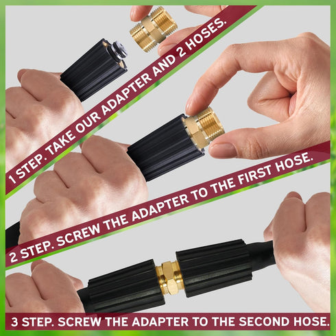 M22 Quick Connect Pressure Washer Hose Adapter - 4500 PSI Pressure Washer Quick Connect Air Fittings Power Adapter for Washer Hose Extension - Hig...