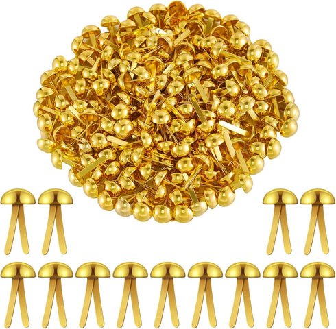 Therwen 1500 Pcs Brad Paper Fasteners Bulk 0.3 x 0.6 Inch Gold Brass Brads Mini Brads Round Metal brad Split Pins for Kids Students DIY Scrapbooki...