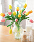 FiveSeasonStuff 15 Stems Real Touch Artificial Tulips – Lifelike Faux Flowers for Home, Weddings, Gifts & Spring Floral Décor (Festive Bloom – Ora...