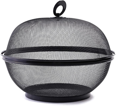 Juvale Black Mesh Fruit Baskets with Lids, Restaurant Kitchen Produce Containers (10 Inch) 2 Pack Fruit Mesh Basket...