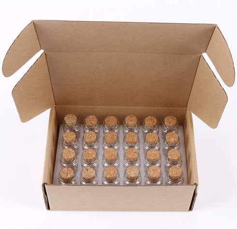 MaxMau 24PCS 10ml Glass Bottles Mini Vials with Cork Stoppers for DIY Decoration and Wedding Party Favors...