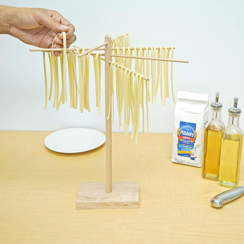Wooden Pasta Drying Rack – Collapsible Pasta Dryer, Hanging Rack for Pasta Machine & Maker, Kitchen Gift Idea...