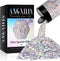 Holographic Chunky Glitter, 190g/6.7oz Chunky and Fine Mixed Craft Glitter, Bulk Laser Sequin Glitter for Face Body Nail Art,Epoxy Resin Tumbler J...