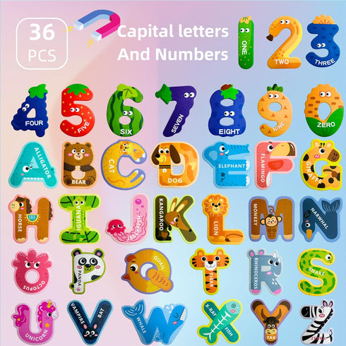 EHR Magnetic Letters and Numbers,Colorful ABC Animal Alphabet Fridge Magnets,Educational Spelling Learning Game Toys for Kids,Toddlers 3 4 5 Years...