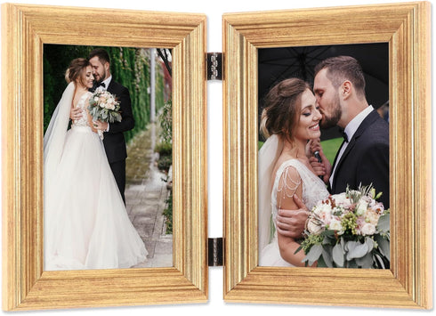Lawrence Frames 4x6 Hinged Double Sutter Burnished Gold Picture Frame...