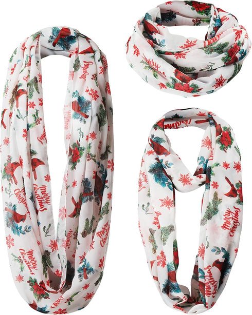 Shinymoon Christmas Cardinal Scarf for Women Lightweight Soft Winter Birds Loop Scarf Floral Snowflake Circle Scarf for Women Xmas Gifts Decoratio...