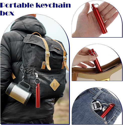 Portable Toothpick Holder 4PCs, Metal Toothpicks Holder Dispenser, Pocket Waterproof Case Toothpicks Container with Keychain, Travel Purse Ear Wax...