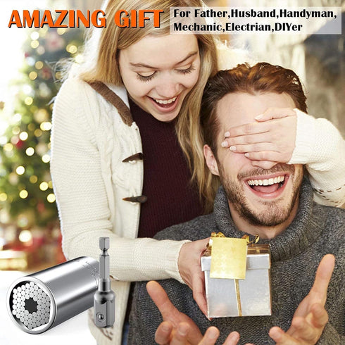 Universal Socket, tools Gifts for Men Husband Dad Handyman Boyfriend, Father's Day Birthday Gifts, Super Socket Wrench Set with Power Drill Adapte...