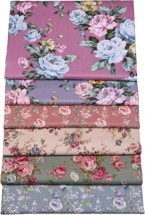Hanjunzhao Retro Floral Fat Quarters Fabric Bundles 18 x 22 inch for Quilting Sewing Crafting...
