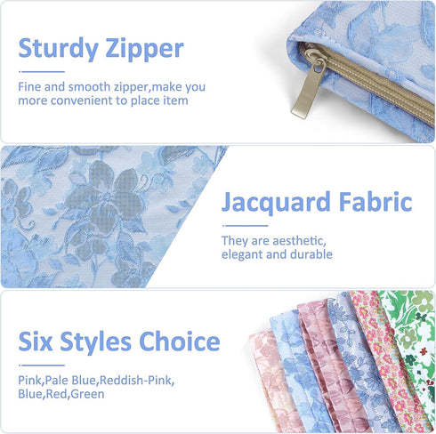 MAGEFY Cosmetic Bag for Women Small Makeup Bag Floral Makeup Bag Canvas Zippered Makeup Pouch Blue...