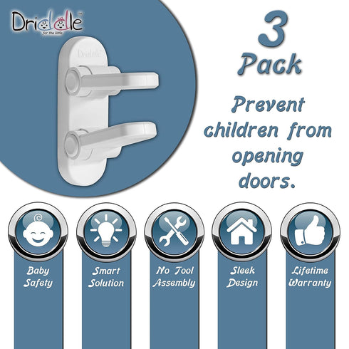 3 Pack - Door Lever Baby Safety Lock - Baby Proofing - Prevent Little Kids from Opening Doors with A Child Proof Door Handle Lock - 3M Adhesive - ...