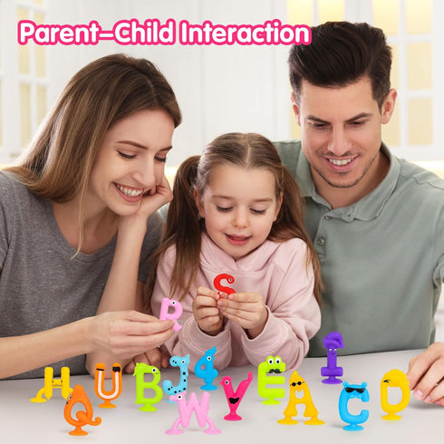 Suction Toys Kids Bath Toy for Toddler Aged 3, 30PCS Animal Alphabet Number Sucker Toy, Montessori Sensory Toy Gift for Kids Aged 4-8, Educational...