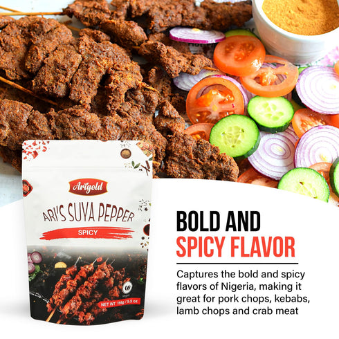 Ari's Suya Pepper - Hand Crafted Nigerian Suya Spice, African seasoning powder, grilled steak seasoning, chicken seasoning, and Seafood Seasoning....