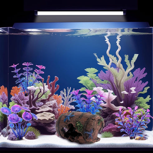 Faeshoo Fish Tank Decoration Betta Fish Tank Decorations Accessories for Aquarium Tank, Starfish Barrel x 1pc, Aquatic Plants x 4pcs...