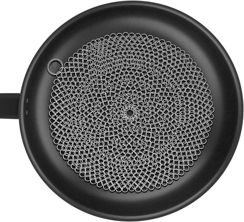 AMAGABELI GARDEN & HOME 10”x10” Round Cast Iron Cleaner 316 Stainless Steel Chainmail Scrubber for Cast Iron Pan Skillet Cleaner for Dishes Cast I...