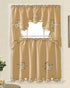 GOHD Cutwork Floral. Kitchen Curtain Set. Swag Valance and Tier Set. Nice Embroidery on Faux Silk Fabric with cutworks. (Bronze)...