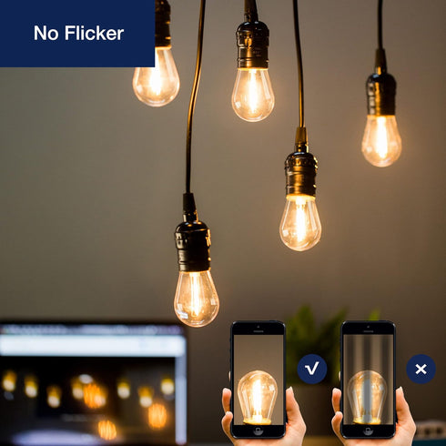 FLSNT 24 Pack LED S14 Replacement Light Bulbs, Shatterproof Waterproof 1W Outdoor String Light Bulbs, E26 Regular Base, 2200K Warm White, CRI80, N...
