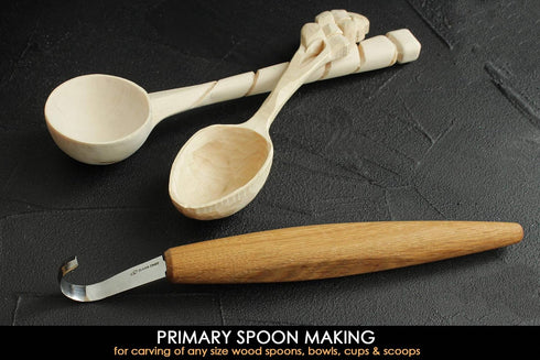 BeaverCraft Wood Carving Hook Knife 2" with Leather Sheath - Spoon Carving Tools Curved Knife for Spoons Bowls Cups - Double Sided Sharpening Whit...