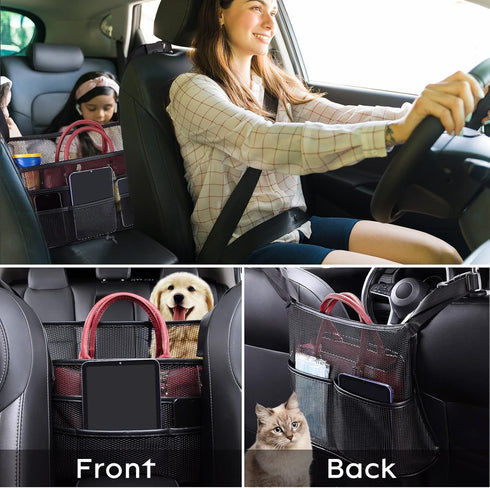 Eing Car Seat Back Organizer - Large Capacity Storage for Purses, Handbags & Kids' Items - Black...