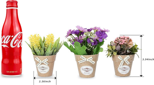 LUEUR Set of 6 Potted Artificial Flowers Fake Flowers with Vase Faux Flowers in Pot, Spring Decor for Home Office Floral Arrangement for Table Din...