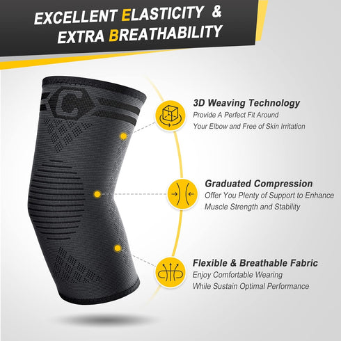 CAMBIVO 2 Pack Elbow Brace for Tendonitis, Tennis Elbow Compression Support Sleeve for Golfers Elbow Pain Relief, Arthritis, Bursitis, Workout, We...