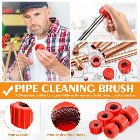 6 Pieces Copper Pipe Cleaners Include 12 Inch, 34 Inch, 1 Inch Handy Sized Plumber, Tube Cleaning Brush for Copper, Red Different Size Copper Pipe...