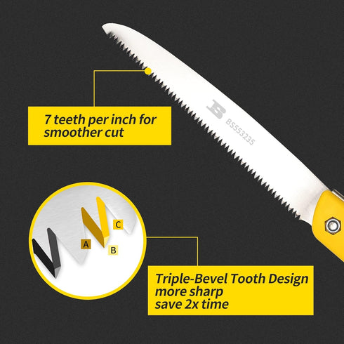 Folding Saw 10-Inch SK5 Blade Heavy Duty Portable Foldable Hand Pruning Saw Triple-bevel Razor Teeth for Camping Pruning Trimming Gardening Woodwo...