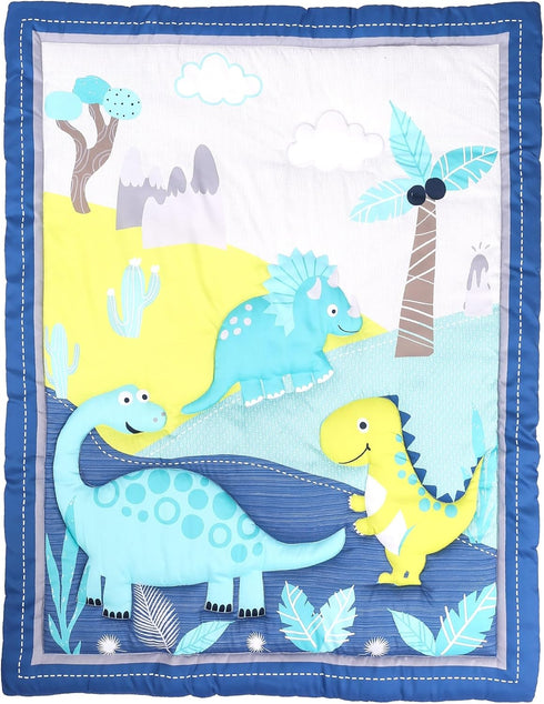 Dinosaurs Crib Quilt for Baby Boys and Girls | Microfiber Crib Comforter for Standard Size Crib | Super Soft Reversible Baby Quilted Blanket...