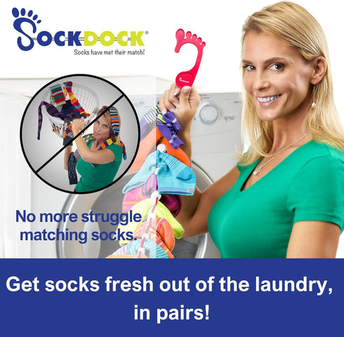 Sock Laundry Solution for Washing Drying & Storing Socks in Pairs, Clip & Hold Socks in Washer Dryer & Closet 2-Pack...