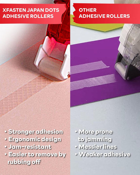 XFasten Japan Dots Scrapbook Tape Glue Roller Runner, 8mm x 26ft 12-Pack Double Sided Tape Roller, Dot Applicator for Scrapbook Album Kit, Removab...