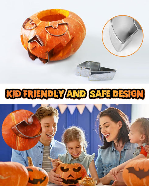 JUSTOTRY Pumpkin Carving Kit with Hammer - Safe for Kids, Halloween Pumpkin Carving Tools, Durable Stainless Steel Non-knife Stencils, Set for Adu...