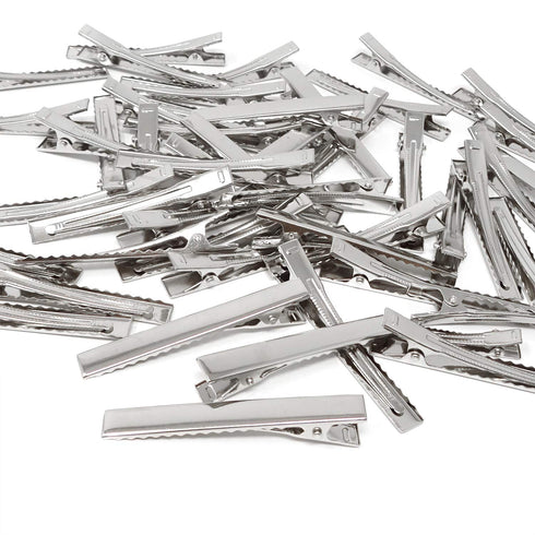 Honbay 50PCS Silver Tone Single Prong Metal Alligator Hair Clip Flat Top with Teeth for Arts & Crafts Projects, Dry Hanging Clothing, Office Paper...