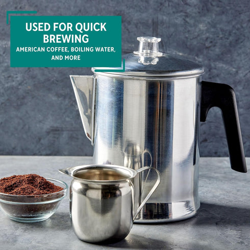 Mirro 9 cup Aluminum Coffee Percolator for indoor and outdoor, Camping Use, Silver (MIR-50021)...