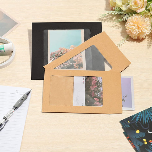 PATIKIL Full Face Window Envelopes 10 Pack 7'' Clear Single Sided for Mailing Statement Photos Catalogs, Black...