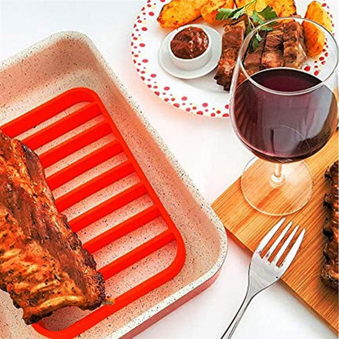2 Pack Silicone Roasting Racks Non Stick Easy-Clean Cooling Rack for Cooking Baking Steaming (2pack-red)...