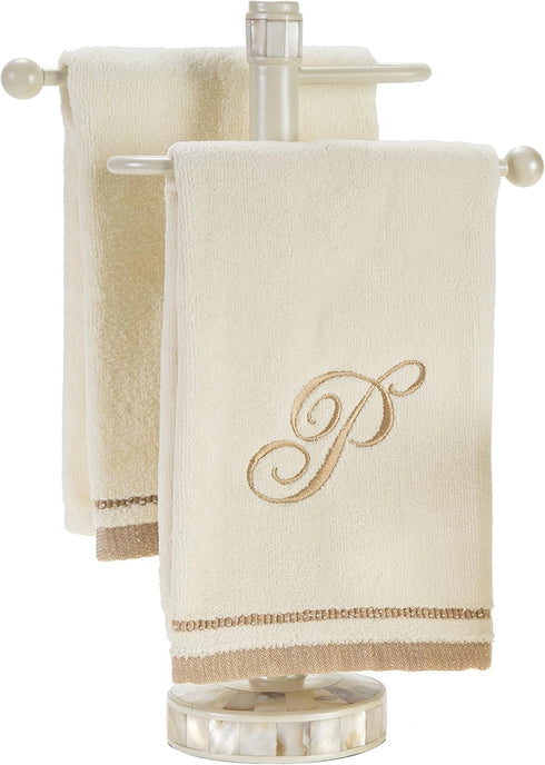 Monogrammed Gifts, Fingertip Towels, 11 x 18 Inches - Set of 4- Decorative Golden Brown Embroidered Towel - Extra Absorbent 100% Cotton- Personali...