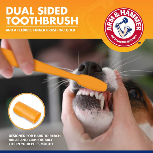Arm & Hammer for Pets Tartar Control Kit for Dogs | Contains Toothpaste, Toothbrush & Fingerbrush | Reduces Plaque & Tartar Buildup | Safe for Pup...