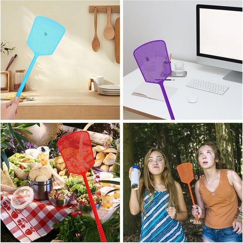 Fly Swatter,Plastic Flyswatters Multi-Pack,6 Bulk Vibrant Colorful Fly Killer,Long Handle Bug Swatter for Indoor and Outdoor...