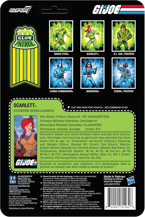 Super7 G.I. Joe Scarlett (Glow Patrol) - 3.75" G.I. Joe Action Figure with Accessory Classic Cartoon Collectibles and Retro Toys...