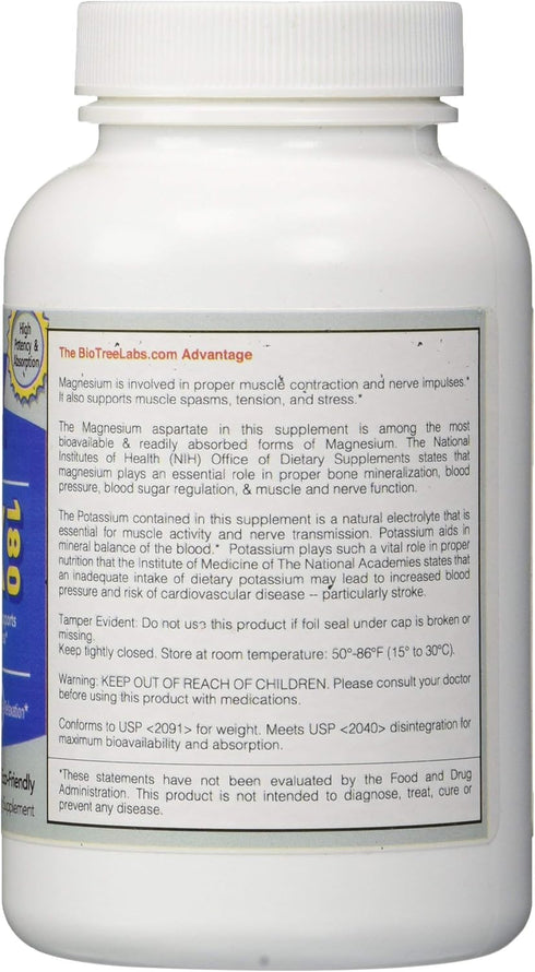 BioTree Labs Relax 180 - Pack of 120, Magnesium & Potassium Supplement with Electrolytes | Supports Muscle Pain, Spasms & Tension | 60 Days...
