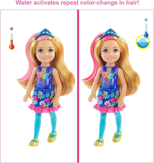 Barbie Chelsea Color Reveal Doll & Accessories, 6 Surprises Include Small Doll, Clothes & Color Change on Hair (Styles May Vary)...
