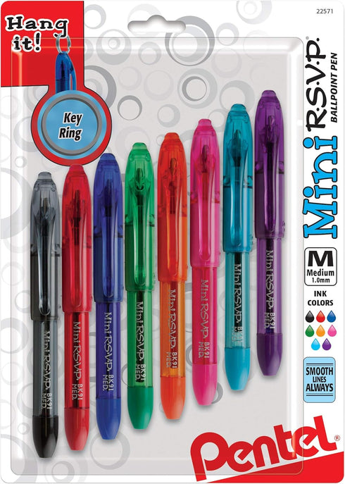 Pentel Mini Ballpoint Pen, Medium, Rubber Grip, Nonrefillable, Assorted (PENBK91MNBP8M) Category: Ballpoint Stick Pens...