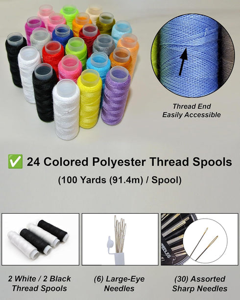 Vellostar Sewing Kit for Adults - A Portable Hand Needle and Thread Kit with Essential Sewing Supplies and Accessories for Small Clothing Repairs,...