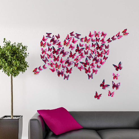 Amaonm® 60 Pcs 5 Packages Beautiful 3D Butterfly Wall Decals Removable DIY Home Decorations Art Decor Wall Stickers & Murals for Babys Bedroom Tv ...