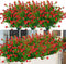6 Bundles Outdoor Artificial Flowers UV Resistant Fake Boxwood Plants, Faux Plastic Greenery for Indoor Outside Hanging Plants Garden Porch Window...