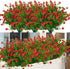 6 Bundles Outdoor Artificial Flowers UV Resistant Fake Boxwood Plants, Faux Plastic Greenery for Indoor Outside Hanging Plants Garden Porch Window...