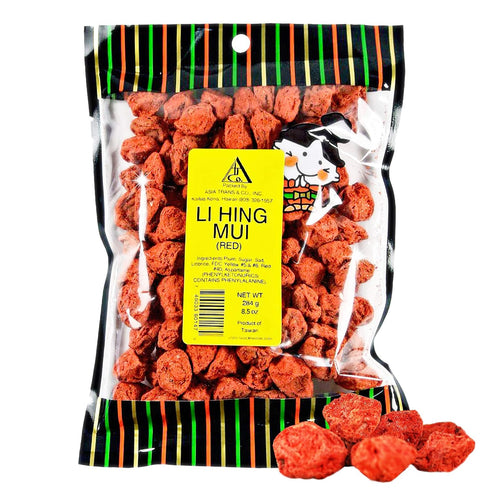 Asia Trans Seeded Red Li Hing Mui Crack Seed Plums - Hawaiian Favorite - Sweet, Sour, & Salty Dried Asian Plum...