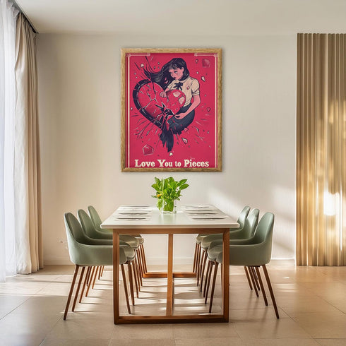Posterizer 1 pcs-Love You to Pieces-cute retro design-Valentine's day inspired -1-Romantic Art-Typography Art-Gift for Couples boyfriend girlfrien...